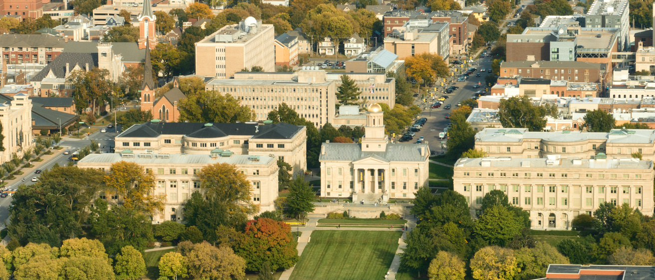 University of Iowa campus drone shot