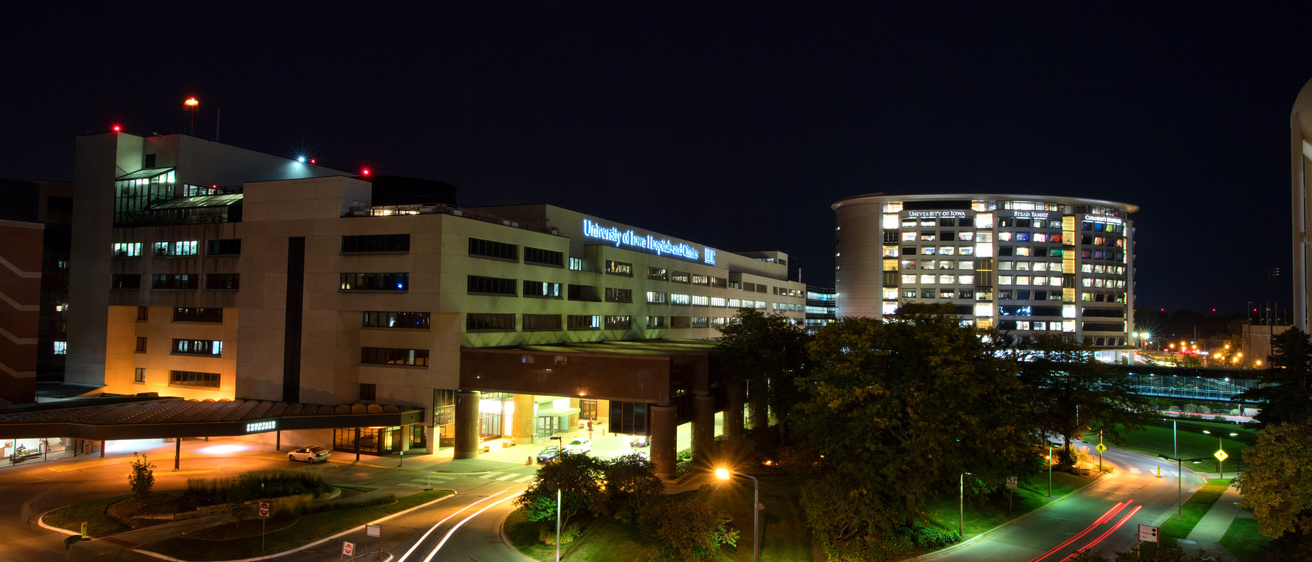 UIHC Campus exterior at night