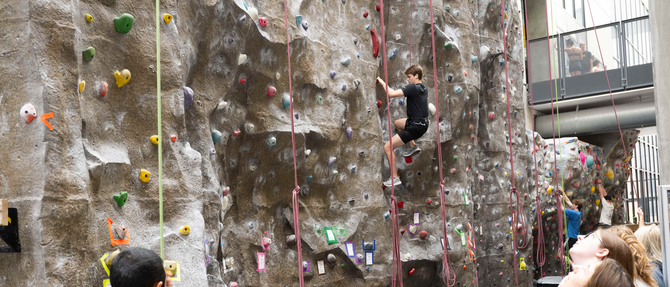 Rock climbing at the wellness center
